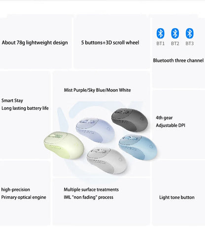 Mouse Lenovo Xiaoxin Bluetooth Wireless M3 grigio Twilight, silenzioso, tre Bluetooth, mouse da ufficio