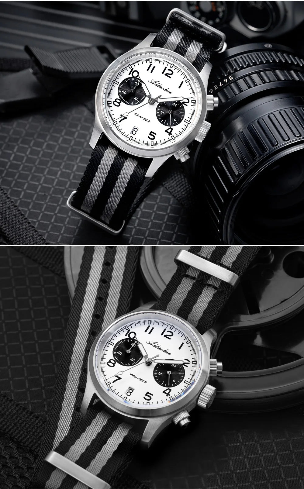 ADDIESDIVE 2025 Nuovi orologi da uomo Panda Eye, orologio al quarzo VK64 rétro di lusso per uomo, cronografo sportivo, impermeabile 100M, luminoso