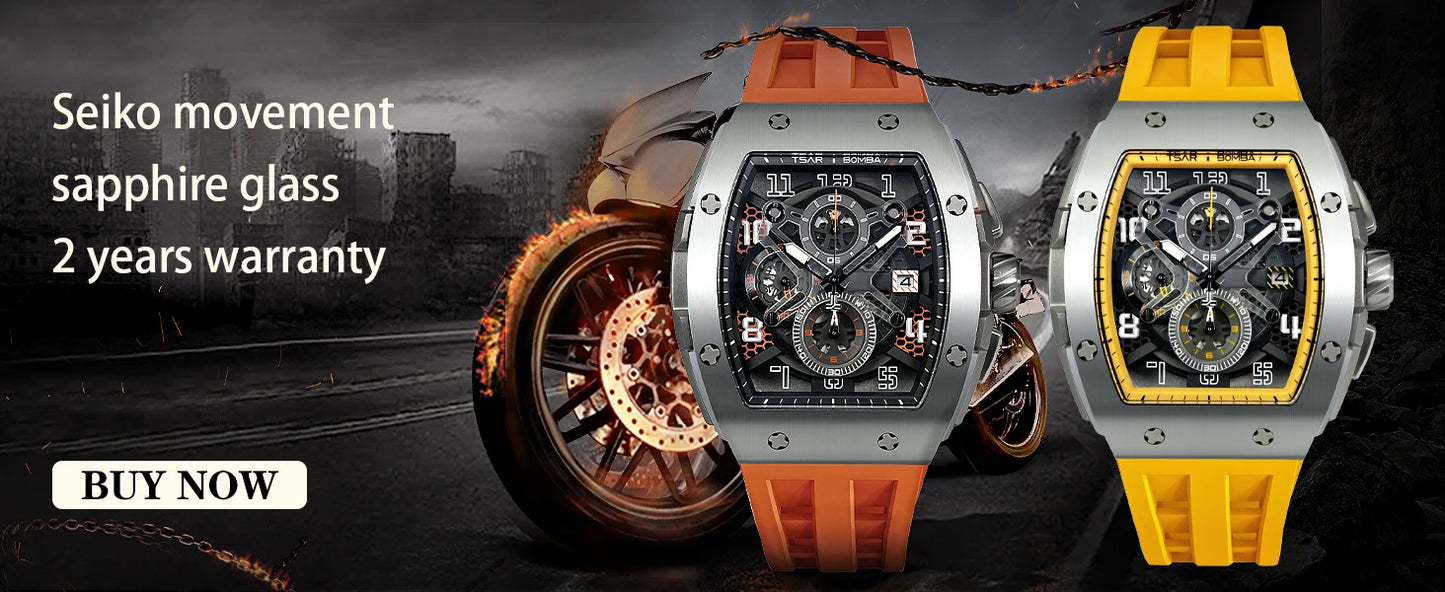 Reloj TSAR BOMBA New TB8204 para hombre, cronógrafo de cuarzo japonés, resistente al agua 50M, reloj de pulsera deportivo de moda, reloj masculino de lujo, regalo para hombre