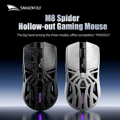 SMAILWOLF M8 Bluetooth Wireless Mouse, Three-Mode RGB Charging Base E-sports Gaming Mouse, PAW3311 Lightweight Gaming Office