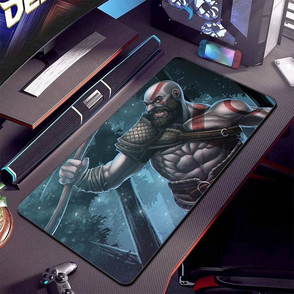 Xxl Mouse Pad God of War Desk Mat Pc Gaming Accessories Keyboard Computer Mousepad Gamer Large Cabinet Office Table Carpet Rug