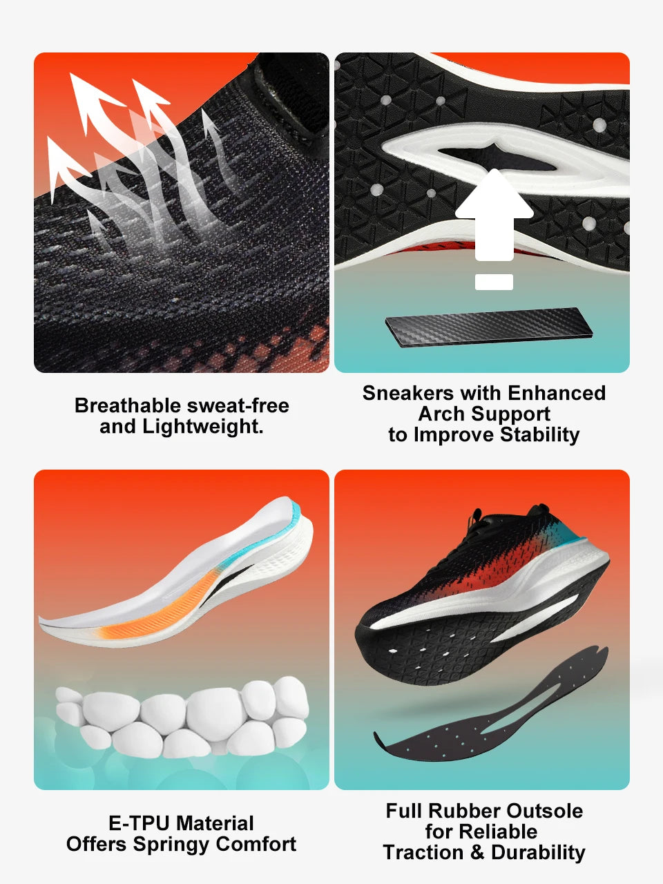 Baasploa Running Shoes Men Carbon Plate Professional Cushioning Anti-Slip Sneaker Female Casual Breathable Jogging Sports Shoes