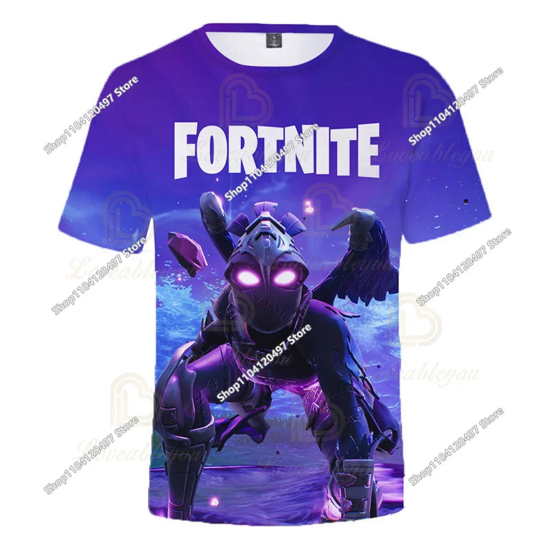 T-shirt de Verão para Criança Battle Royale Fortnite Hero Victory 3D — T-shirt para Rapazes, Raparigas e Bebés