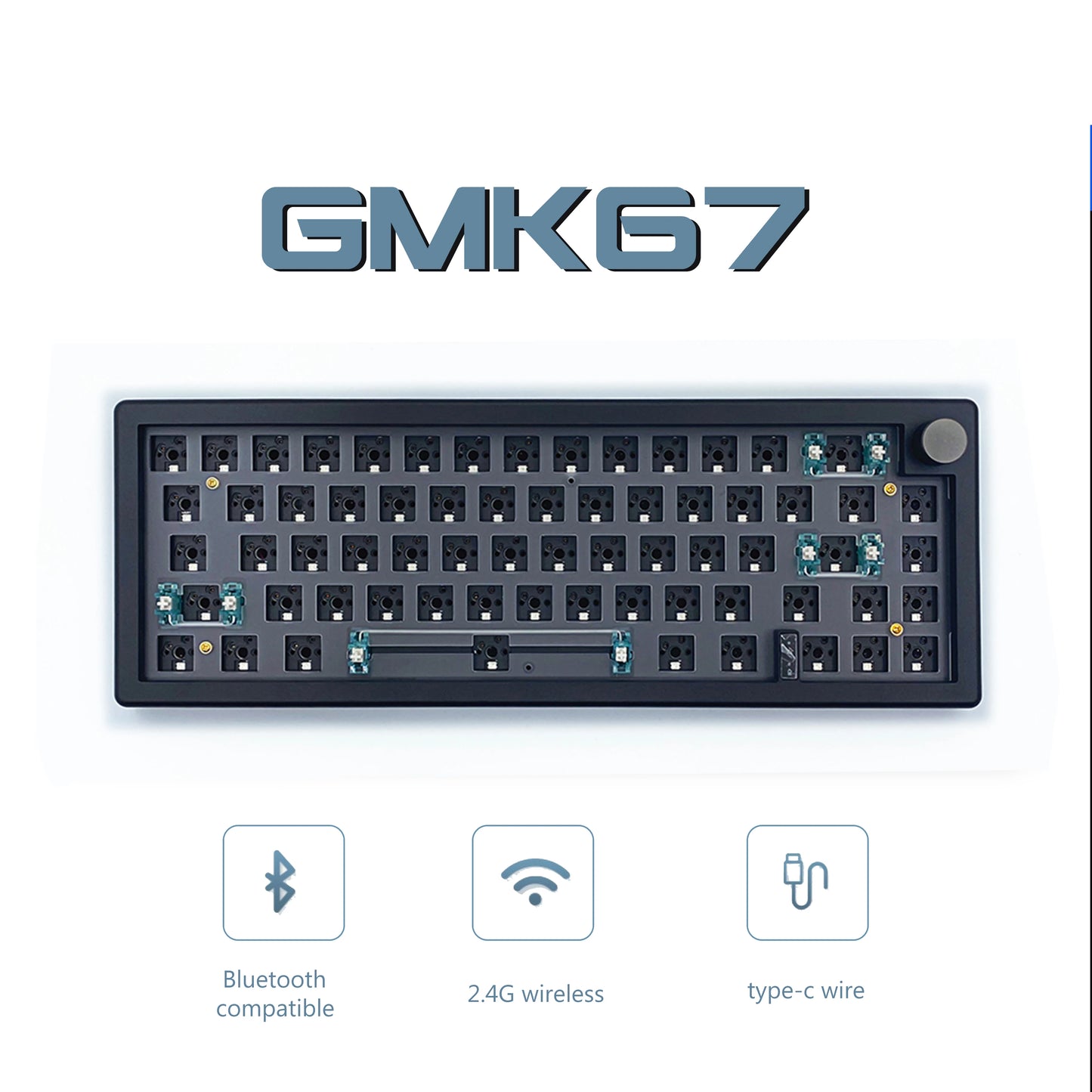 GMK67 Mechanical Keyboard KIT Bluetooth 5.0/2.4G kabelloses/kabelgebundenes Gaming-Keyboard mit Gasket-Mount – anpassbares Keyboard-Kit