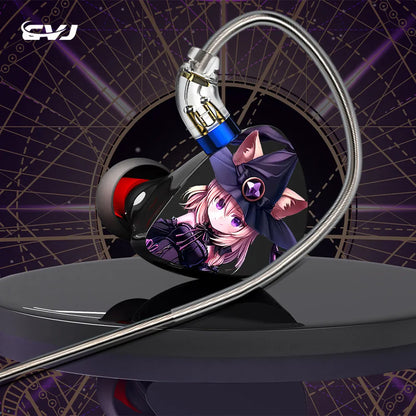 CVJ Night Elf In-Ear Wired Earphones – Dual-Channel 3.5mm HiFi Metal Earbuds with Silver-Plated Cable, High Sensitivity Bass Sound Earhook Headphones