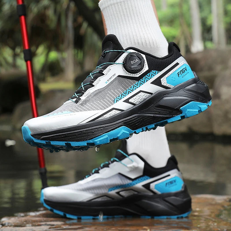 Spring & Summer Men's Running Shoes Outdoor Hiking, Wear-Resistant Trail Shoes with BOA Closure, Breathable Sports & Casual Style