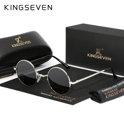 KINGSEVEN Vintage Popular Punk Sunglasses for Men Women Round Polarized Sun Glasses  Party Beach Travel Anti Glare Eyewear