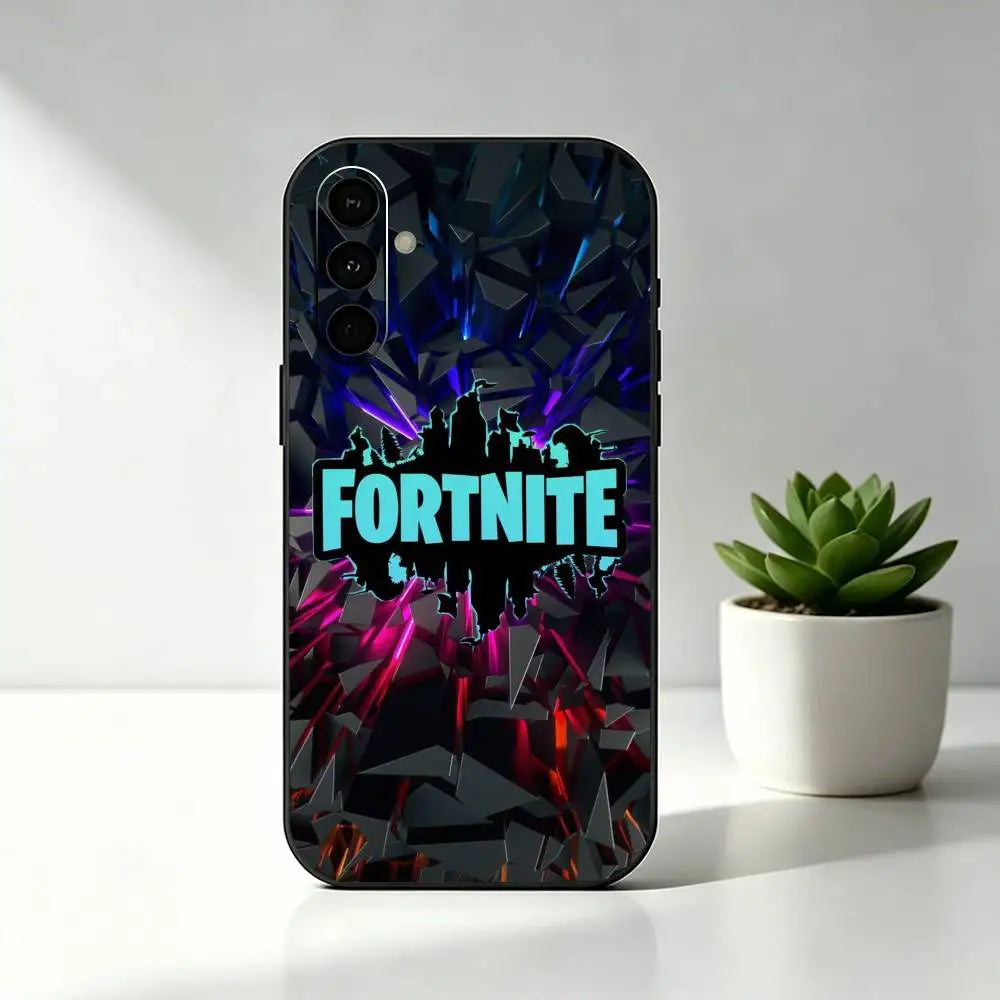 Custodia per telefono R-Royales F-Fortnites Gaming in silicone morbido nero per Samsung Galaxy A73, A72, A71, A70, A53, A52, A51