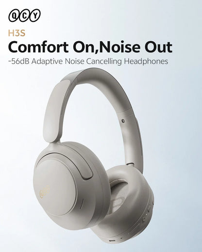 Auriculares circumaurales QCY H3S ANC Bluetooth 6.0 – Audio espacial Hi-Res LDAC, cancelación de ruido adaptativa de -56dB, auriculares inalámbricos