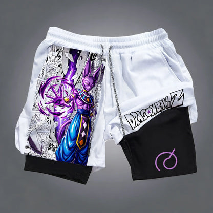 Dragon Ball GOKU Printed Double Layer Shorts Bandai Anime Loose Men's Summer Sweating Breathable Sports Shorts