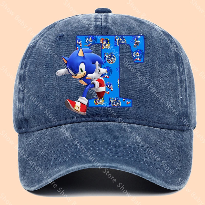 New Cartoon Cute Retro Baseball Caps Sonics Letter Man Boys Hat Hip Hop Breathable Mesh Hats Cute Anime Sunbonnet Birthday Gifts