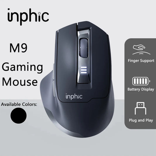 Mouse da ufficio silenzioso INPHIC con display del livello batteria, 2400DPI, wireless, adatto a computer desktop e laptop