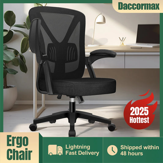 Daccormax Ergonomic Office Chair, Adjustable Lumbar Support, Swivel Heavy-Duty Rolling, Padded Armrests, Multi-Tilt for Relax.