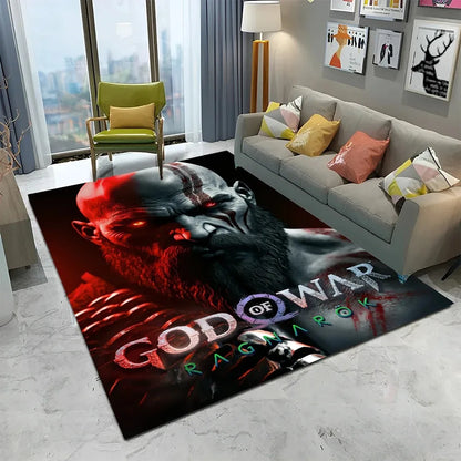 3D God of War Games Carpet Home Living Room Bedroom Sofa Doormat Decor Kids Play Area Rug Non-slip Mechanical Washable Floor Mat