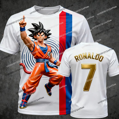 2025 New Dragon Ball Z Goku Special Production Ronaldo Football Jersey T-shirt Kids Anime Cartoon Tshirt Men's Sports T shirt