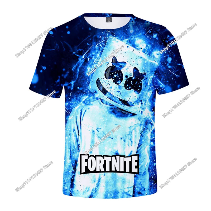 T-shirt de Verão para Criança Battle Royale Fortnite Hero Victory 3D — T-shirt para Rapazes, Raparigas e Bebés