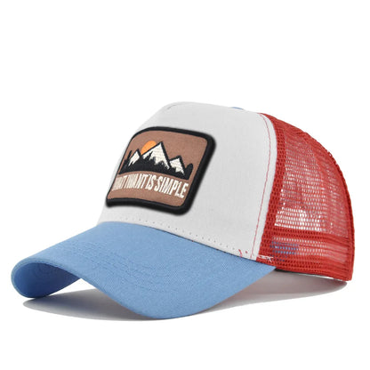 Letter Mesh Breathable Hat Women Men Embroidery Blocking Baseball Cap Sunshade Outdoor Sports Cycling Travel Sun Hat Dad Hat