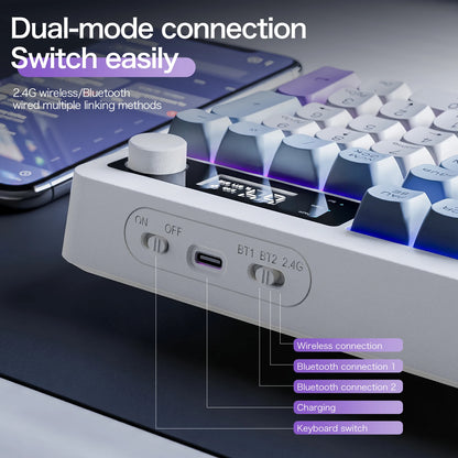 XUNFOX  TK100 wireless 2.4 keyboard Bluetooth dual-mode game silent office notebook universal keyboard