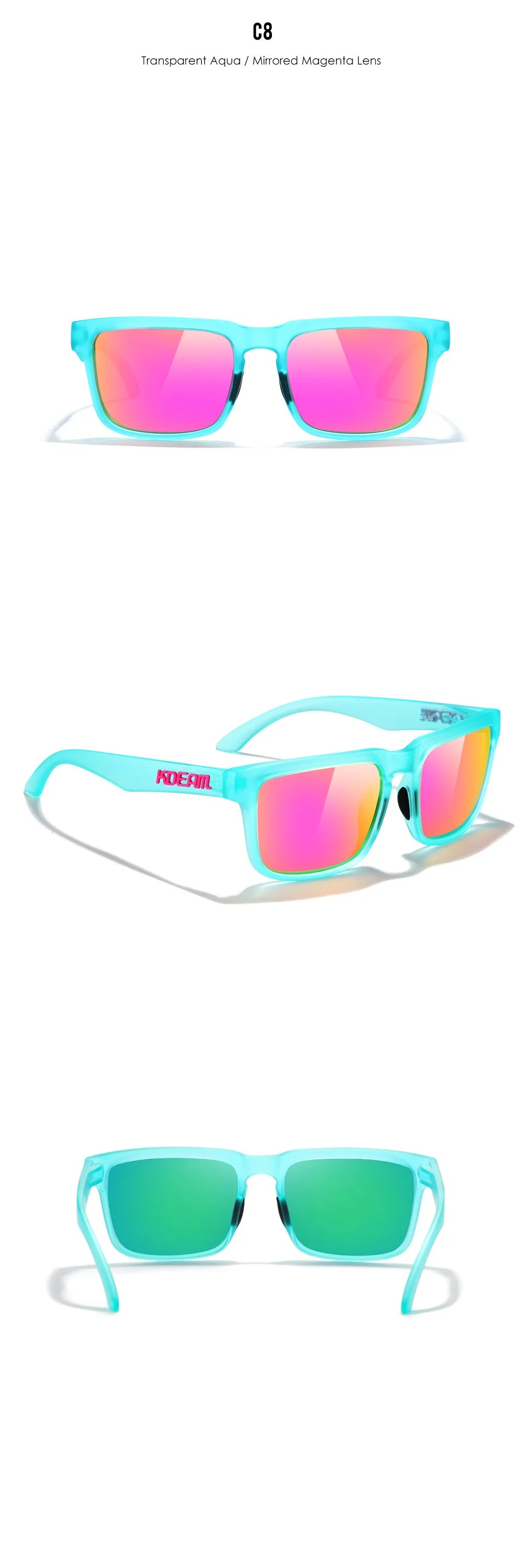 KDEAM Large Size Square Men's Sunglasses Polarized Photochromic Oversized Sun Glasses Fashion Women Shades Upgraded Edition