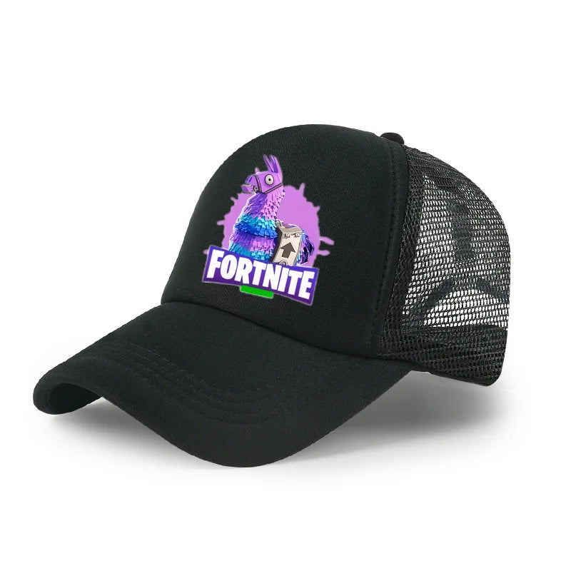 Gorra de béisbol Fortnite con estampado de juego estilo cartoon para niños, gorra de malla transpirable de verano, visera ajustable, regalo de cumpleaños para niños