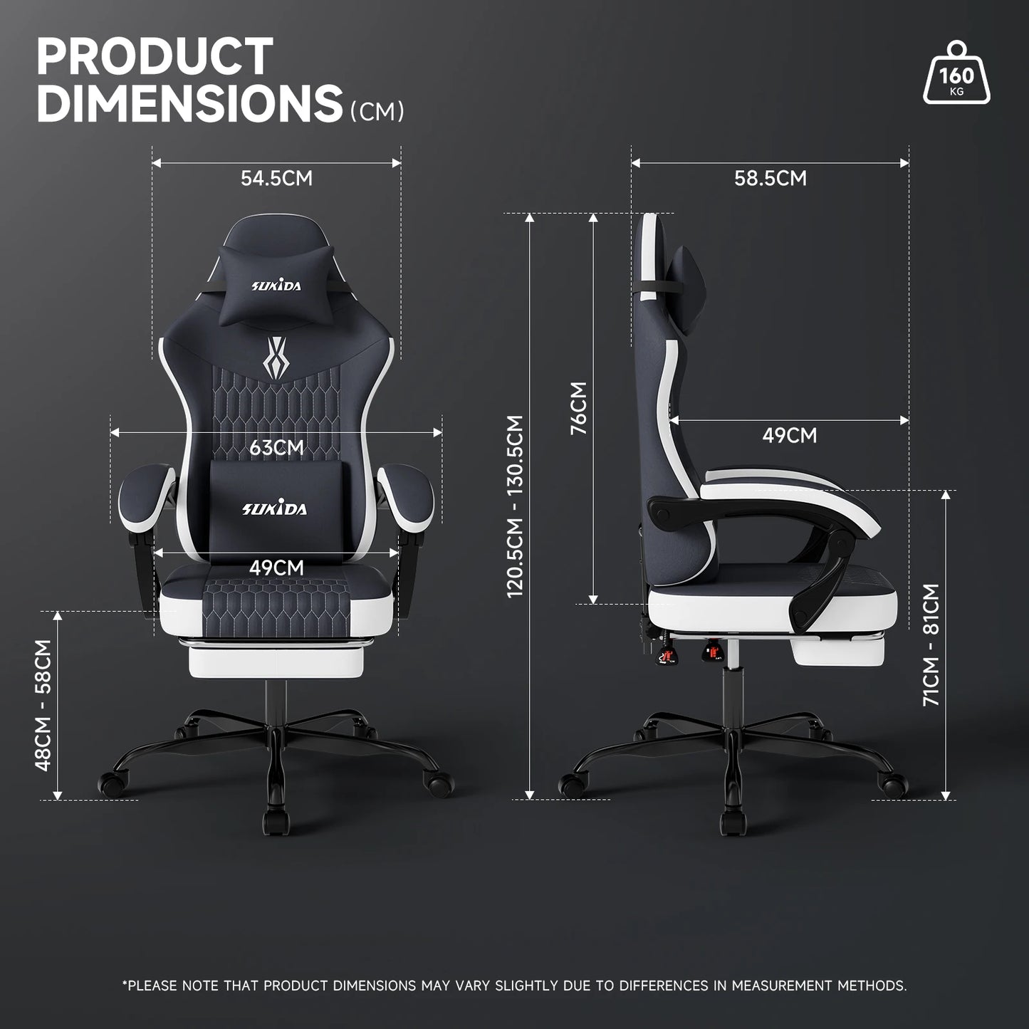 SUKIDA Gaming chair Gamer chair Ergonomic Office Chair Footrest Adjustable Loin & Pillows Gaming Chair