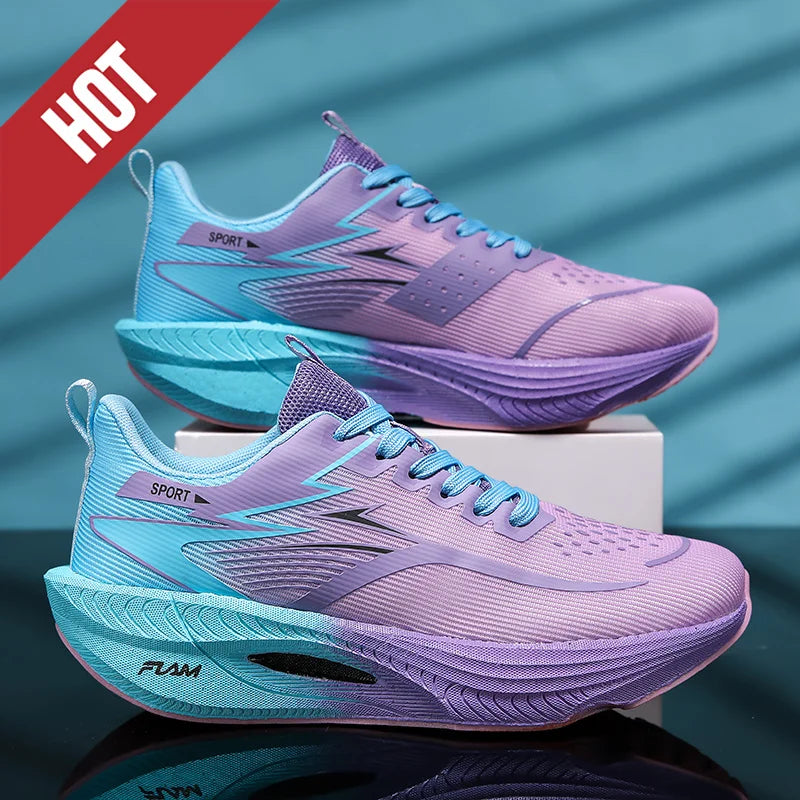 Zapatillas de running nuevas con placa de carbono para maratón, deportivas para hombre, transpirables y ligeras, zapatillas deportivas cómodas antideslizantes para mujer, estilo casual