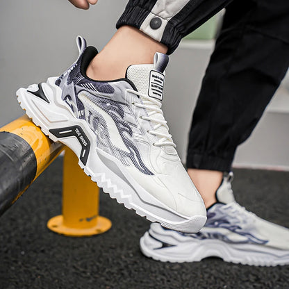 Men's Sports Shoes Fashion Lace-Up Versatile Non-Slip Thick Soled Teenagers Daily Wear Comfortable Casual Running Shoes for Men