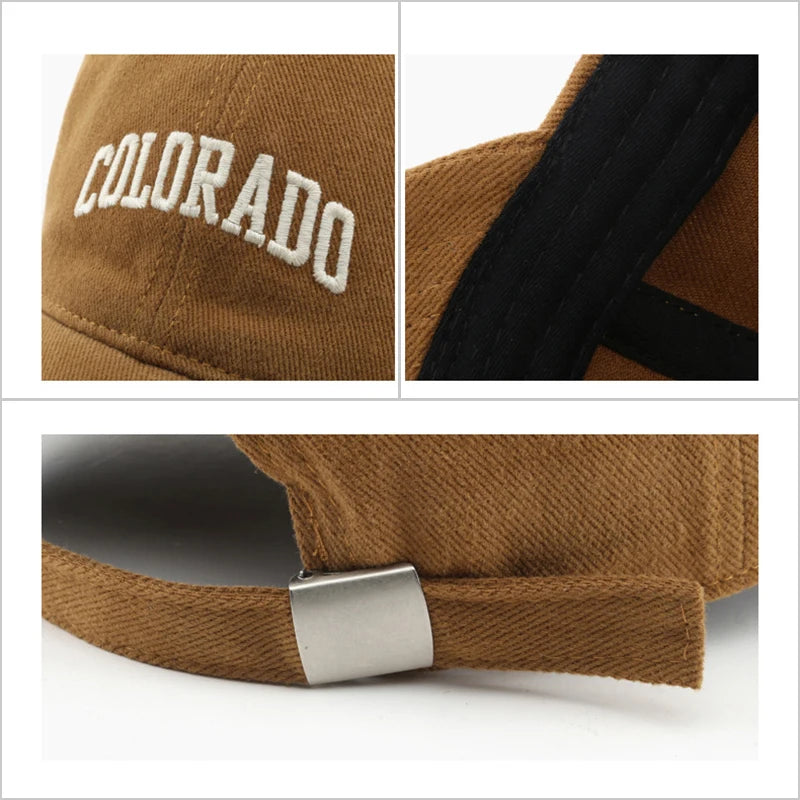 Cotton Baseball Caps for Women and Men Letter “COLORADO” Embroidery Hats Summer Sun Hat Fashion Snapback Cap Unisex