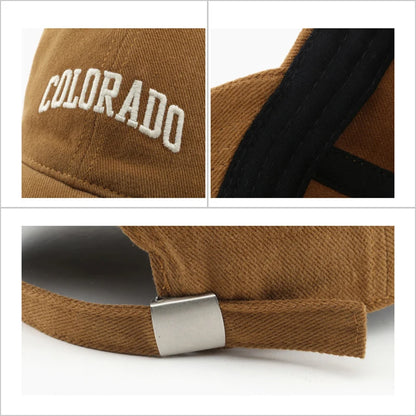 Cotton Baseball Caps for Women and Men Letter “COLORADO” Embroidery Hats Summer Sun Hat Fashion Snapback Cap Unisex