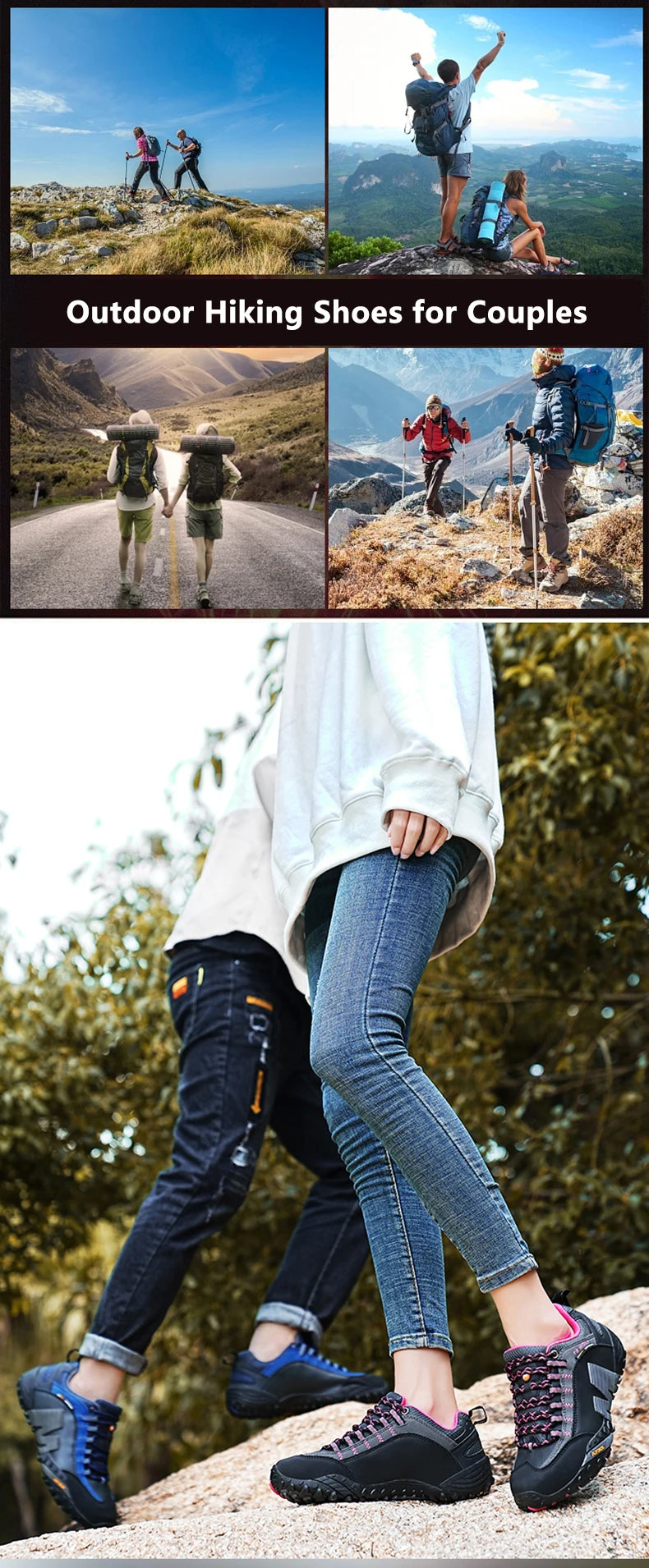 Sapatos de montanhismo para homem em couro genuíno, calçado desportivo outdoor antiderrapante, sapatos de montanhismo e caminhada respiráveis para turismo