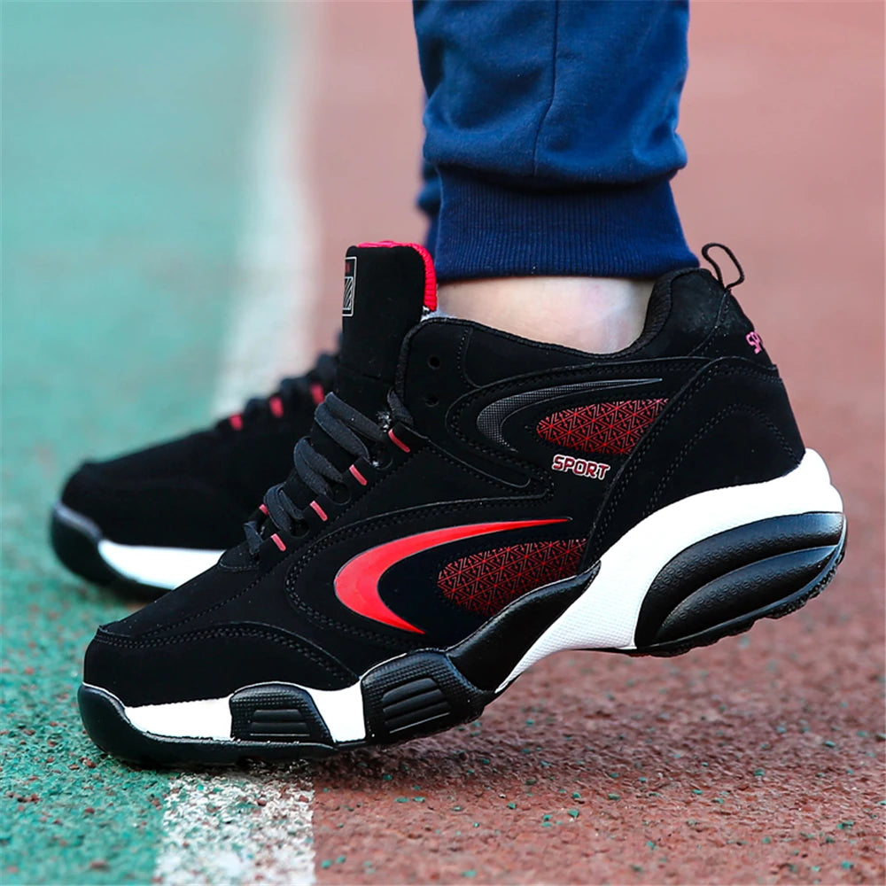 Sneakers da uomo taglie forti con color block di tendenza, comode, antiscivolo, con lacci, scarpe casual resistenti per attività outdoor maschili