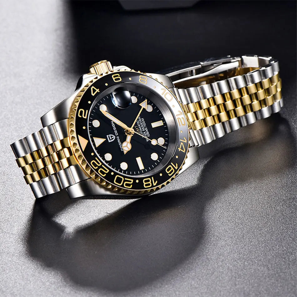 New PAGANI DESIGN Top Brand GMT Mens Wristwatch Sapphire Glass Automatic Men's Watch 100M Waterproof 40mm Men Mechanical Watches