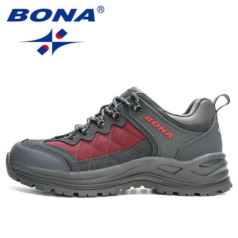 BONA 2023 New Designer Hiking Shoes Trekking Sneakers Men Walking Fishing Camping Jogging Shoes