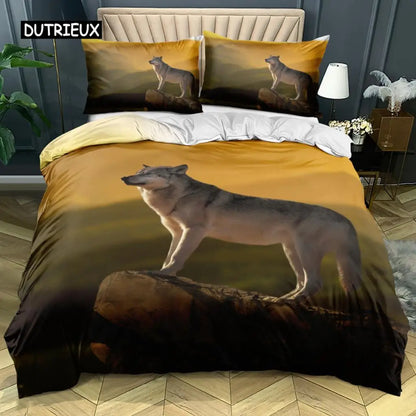 3D Wolf Bedding Set Black White Dreamcatcher Tribal Nationality Style Duvet Cover For Teens Adults Women Men Bedroom Decoration