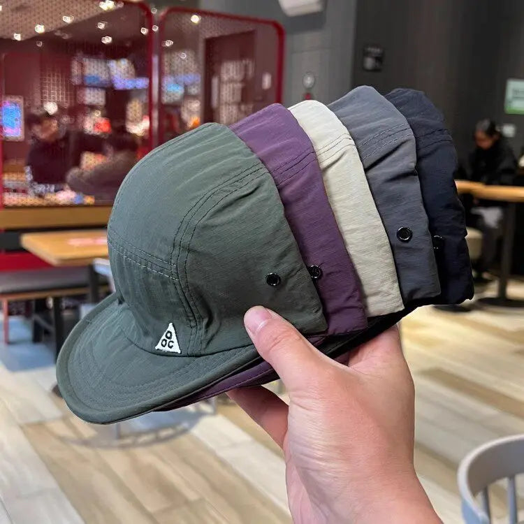 Unisex 5 Panel Camp Cap Quick Dry Waterproof Short Brim Adjustable Lightweight Breathable Cap for Hiking Camping Outdoor Daily