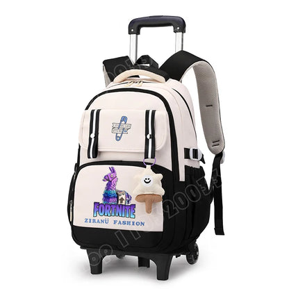 Fortnite Schüler-Rollrucksack mit großem Fassungsvermögen, wasserdichtem, leichtem Design, minimalistischer Laptop-Schultasche und lässiger Reisetasche