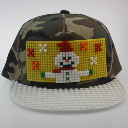 Cartoon Patchwork Baseball Caps DIY Blocks Snapback Hats Hip Hop Hat for Men Women Detachable Pixels Dad Hats Cap Kids Adults