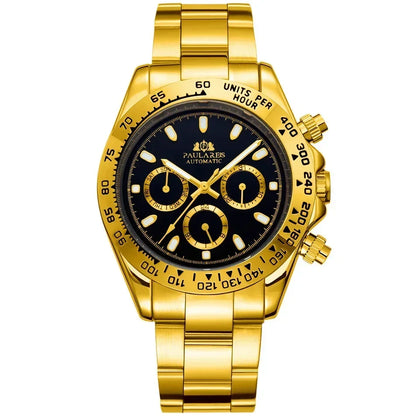 Automatic Watches for Men Mechanical Self Weind Gold Stainless Steel Glacier Ice Blue Chestnut Brown Bezel Reloj Hombre Baratos