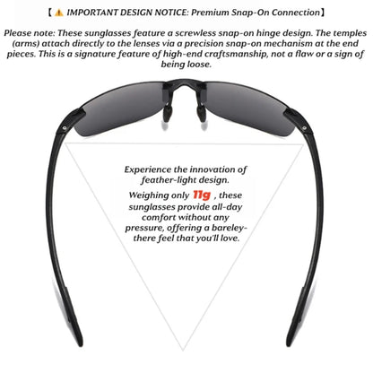Ultra Light 11g TR90 Frameless Polarized Sunglasses - Flexible & Comfort Fit, Square Shape for Driving, Fishing, Outdoor