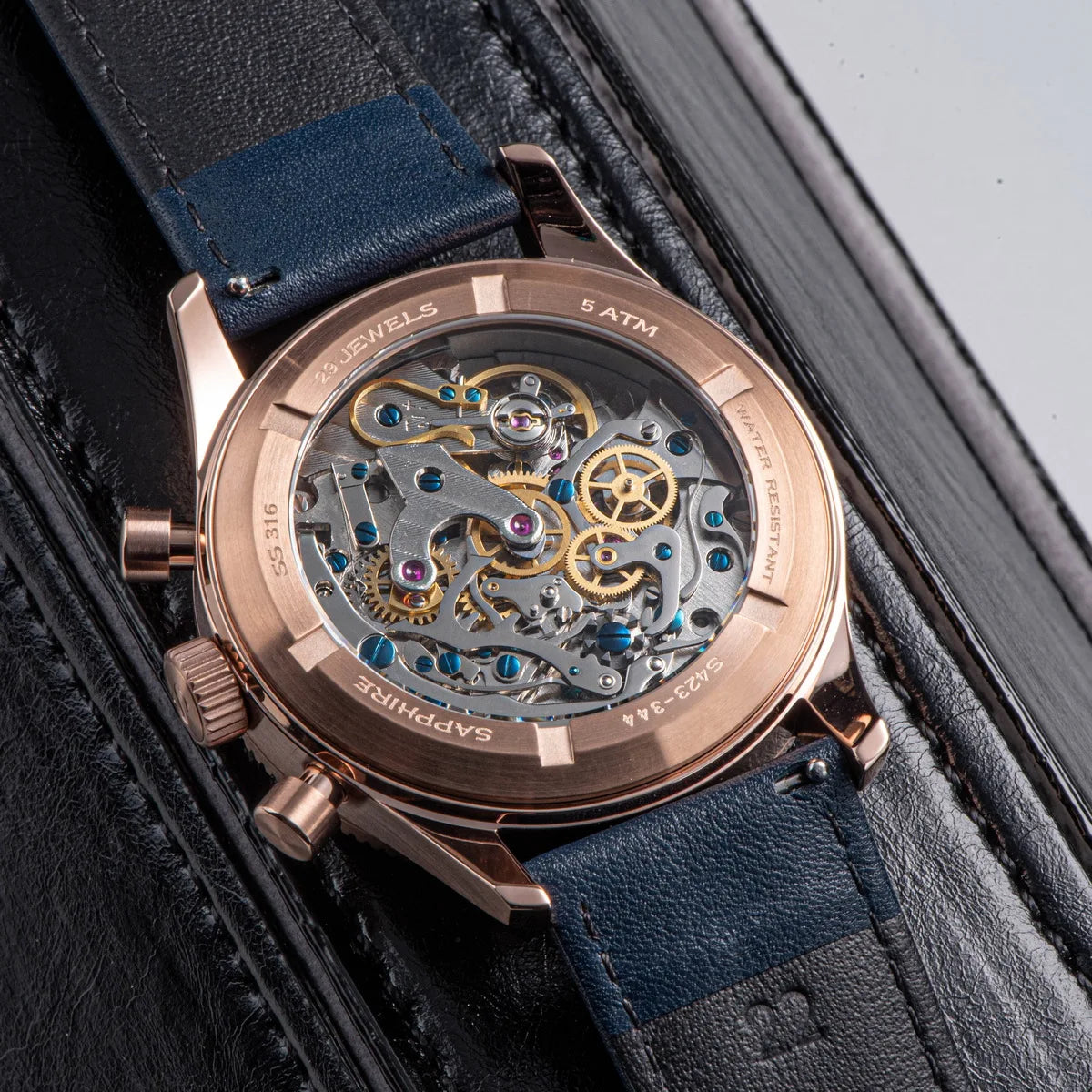 Sugess Watch 1963 Men Watches ST1901 Chronograph Luminous Mechanical Wristwatches Waterproof Crystal Sapphire Italian Leather