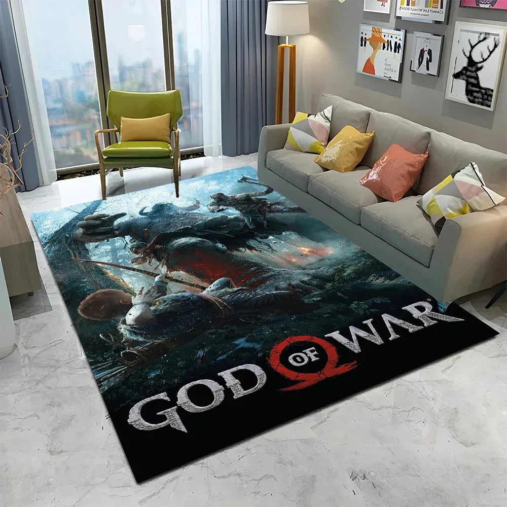3D God of War Games Carpet Home Living Room Bedroom Sofa Doormat Decor Kids Play Area Rug Non-slip Mechanical Washable Floor Mat