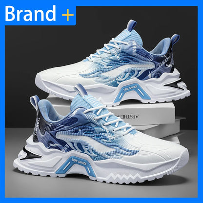Men's Sports Shoes Fashion Lace-Up Versatile Non-Slip Thick Soled Teenagers Daily Wear Comfortable Casual Running Shoes for Men