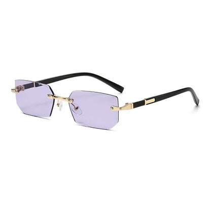 Trendy Rimless Sunglasses for Men Women Fashion Frameless Rectangle Sun Glasses Retro UV400 Shades Summer Goggles Eyewear