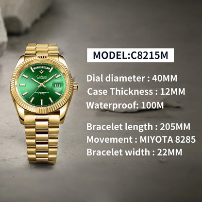 CADISEN DD40 Herrenuhr – luxuriöse Automatikuhr für Herren, AR-Saphirglas, mechanische Armbanduhr für Herren, 10Bar, MIYOTA 8285 Uhrwerk, neu 2023
