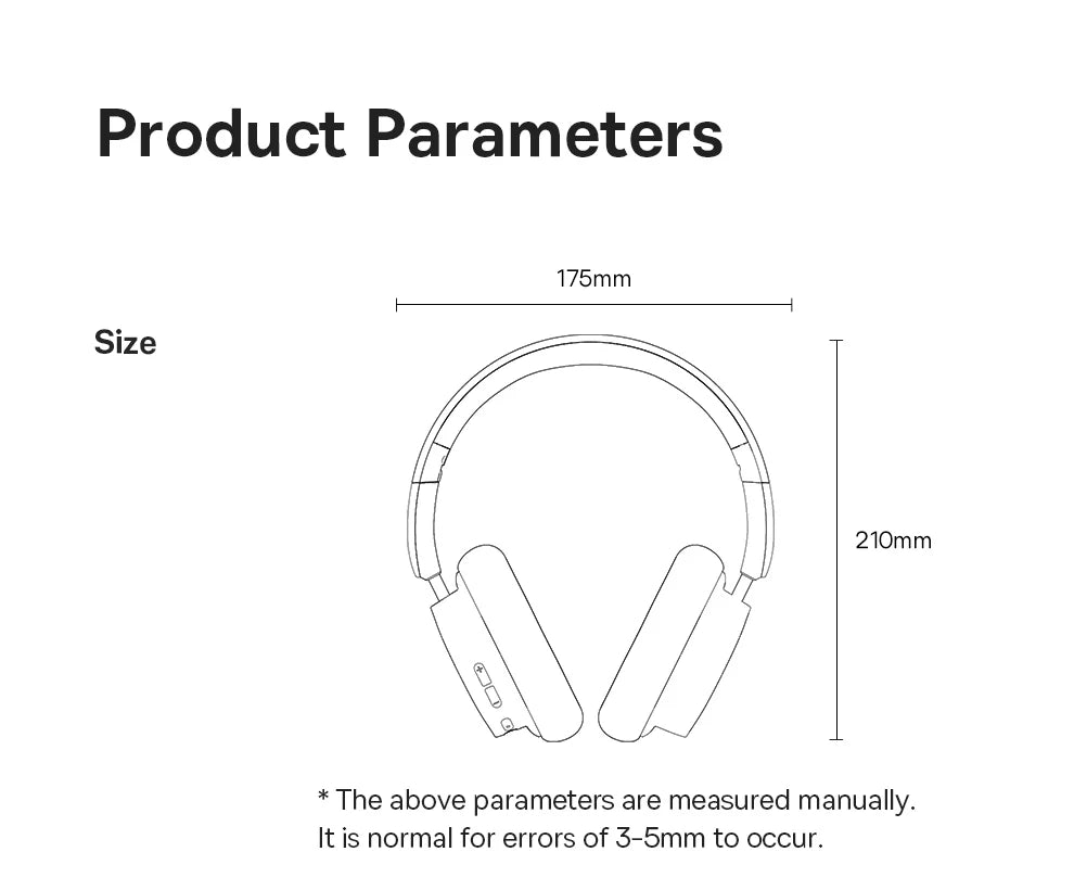 Cuffie over-ear wireless Bluetooth 5.3 Baseus – Driver HiFi da 40mm, autonomia di 70H, headset pieghevole con audio spaziale