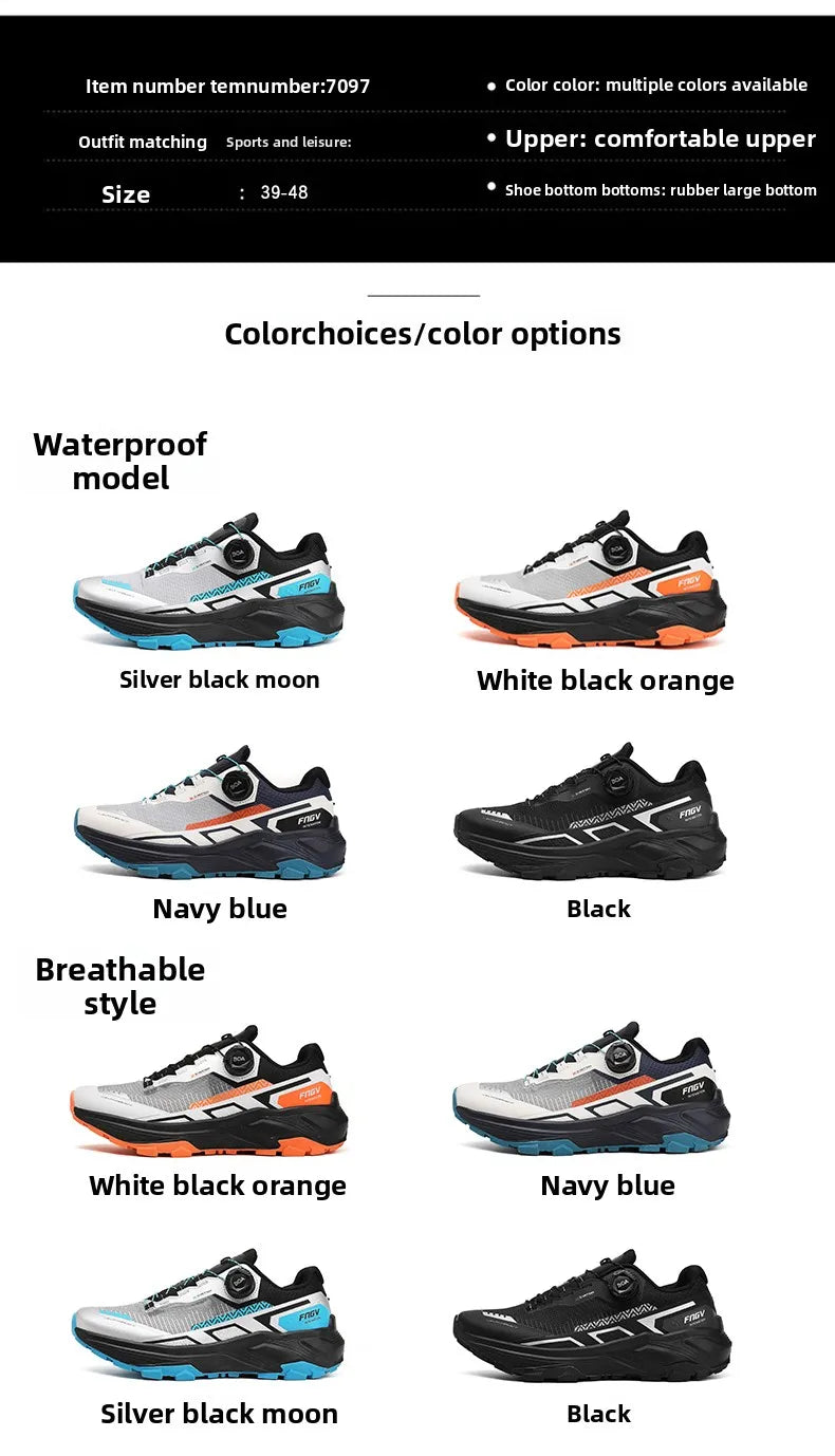 Spring & Summer Men's Running Shoes Outdoor Hiking, Wear-Resistant Trail Shoes with BOA Closure, Breathable Sports & Casual Style