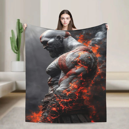 God of War Game Gamers Kratos Blanket Quality Super Soft  Throw Blanket Spring Decorative Couch Chair Sofa Bed Pattern Bedspread