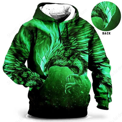 Sweat à capuz vintage para homem com padrão de lobo e abelha, estampado 3D, sweatshirt de moda, casaco para rapaz e mulher, fato de treino 6XL