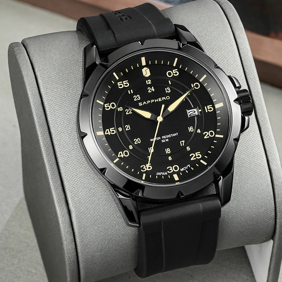 SAPPHERO Herrenuhr – Luxuriöse Quarzuhr, wasserdicht bis 50 m, ausgestattet mit einem importierten Uhrwerk und einem Edelstahlgehäuse – Eine ideale Geschenkidee für Herren.