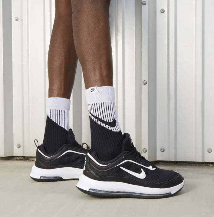 Nike Full-Length Air Cushion Shock-Absorbing Rebound Training Men's Running Shoes. New Air Max Ap Fabric and Leather Upper, Lightweight and Comfortable Fitness Sports Running Shoes. Classic Retro Black and White Versatile Cas